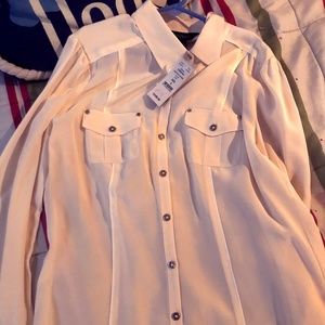 White & Black Silk White Blouse